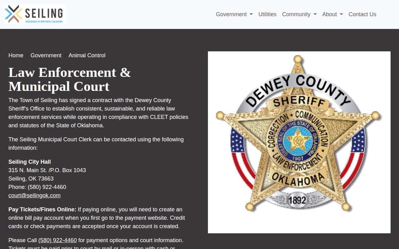 Seiling court routing for Dewey County jail release records